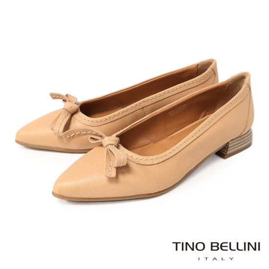TINO BELLINI 貝里尼 歐洲進口 MJUS 都會雅緻淺口娃娃平底鞋FSBM005-3(米色)