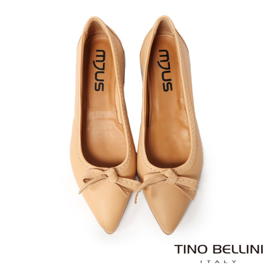 TINO BELLINI 貝里尼 歐洲進口 MJUS 都會雅緻淺口娃娃平底鞋FSBM005-3(米色)