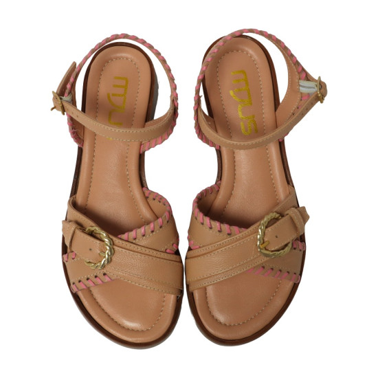 TINO BELLINI 貝里尼 歐洲進口 MJUS 個性金屬編織平底涼鞋FSJM004-9(駝色)