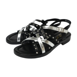TINO BELLINI 貝里尼 歐洲進口 MJUS 鉚釘交叉綁帶涼鞋FSJM005-1(黑色)
