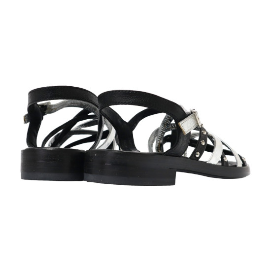 TINO BELLINI 貝里尼 歐洲進口 MJUS 鉚釘交叉綁帶涼鞋FSJM005-1(黑色)