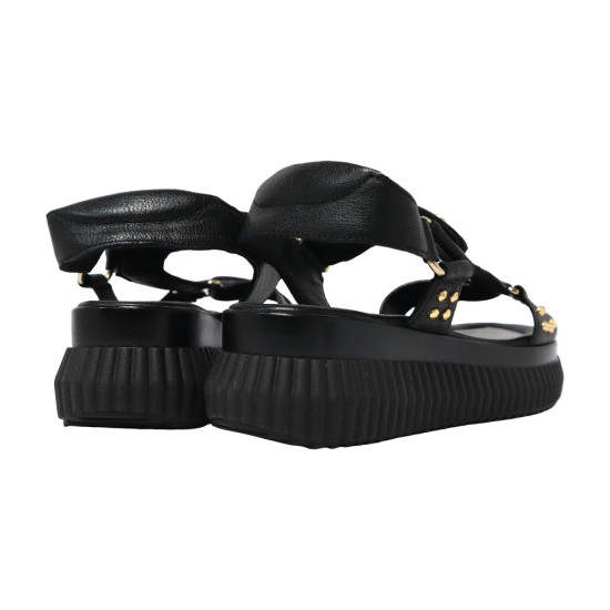 TINO BELLINI 貝里尼 歐洲進口 MJUS 厚底鬆糕鞋 銀色鉚釘 羅馬涼鞋FSOM010-1(黑色)