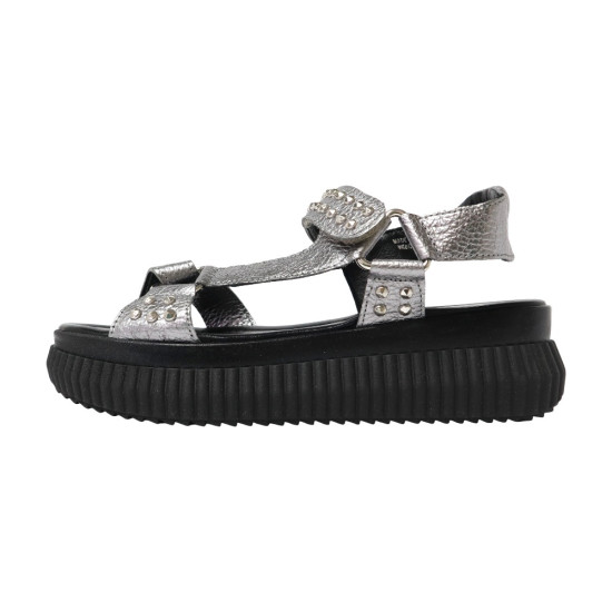 TINO BELLINI 貝里尼 歐洲進口 MJUS 厚底鬆糕鞋 銀色鉚釘 羅馬涼鞋FSOM010-D(銀色)