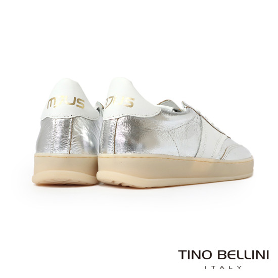 TINO BELLINI 貝里尼 歐洲進口 MJUS 金屬光澤復古撞色休閒鞋 運動鞋LB0M005A-D(銀色)