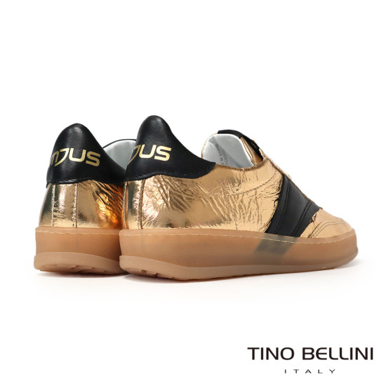TINO BELLINI 貝里尼 歐洲進口 MJUS 金屬光澤復古撞色休閒鞋 運動鞋LB0M005A-F(金色)