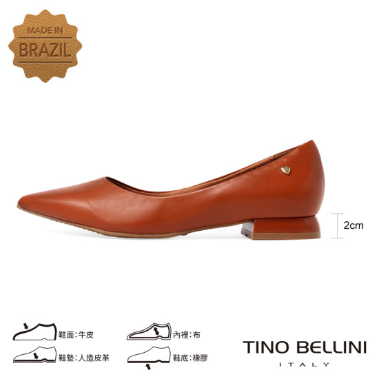 【TINO BELLINI 貝里尼】巴西進口素面尖頭平底鞋FWCT037C-9