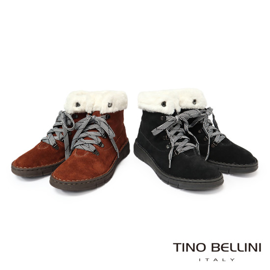 【TINO BELLINI 貝里尼】北歐風帥氣刷毛平底雪靴FWJV001-9(駱色)