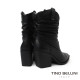 TINO BELLINI 貝里尼 巴西進口 真皮 褶皺造型 牛仔短靴 FWUT005-1(黑色)