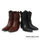 TINO BELLINI 貝里尼 巴西進口 真皮 褶皺造型 牛仔短靴 FWUT005-6(咖色)