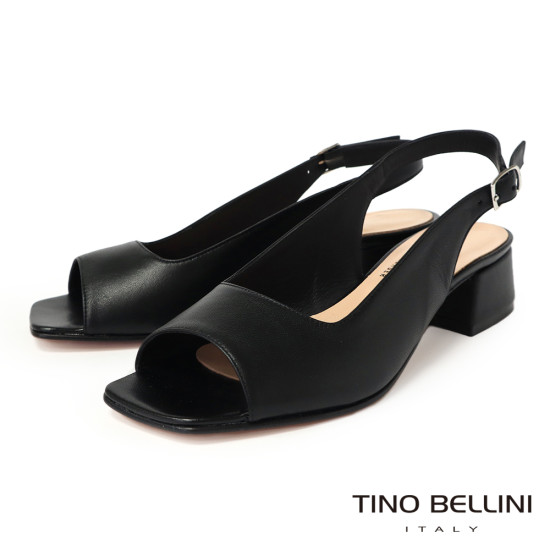 真皮素面魚口低跟涼鞋FSKV005-1