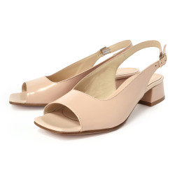 真皮素面魚口低跟涼鞋FSKV005-3