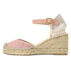 布面草編楔形涼鞋FSOT018-7