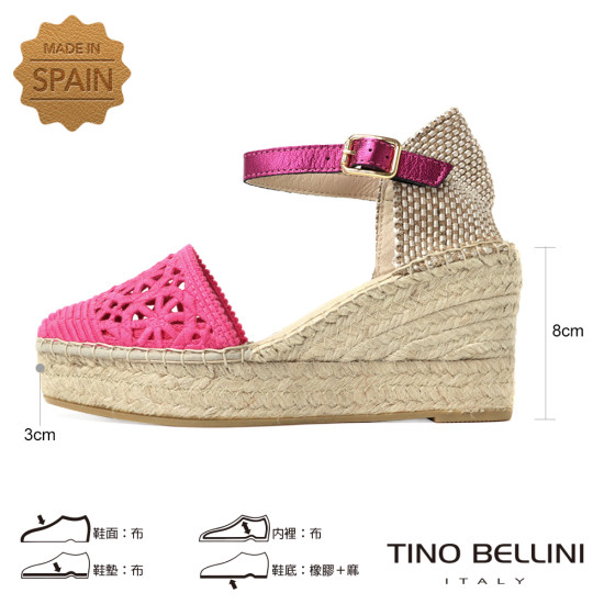 鏤空布面草編楔形涼鞋FSPV008-C