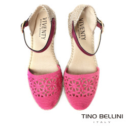 鏤空布面草編楔形涼鞋FSPV008-C