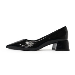 TINO BELLINI 貝里尼 巴西進口 真皮 尖頭 粗跟 包鞋 FSCV011A-1(黑色)