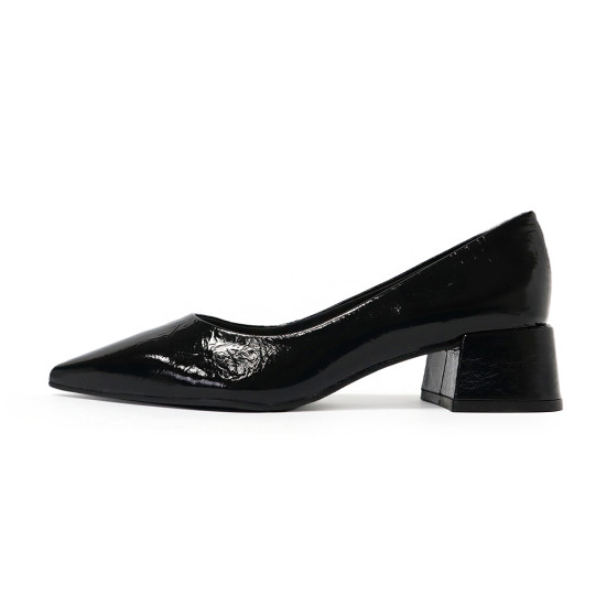 TINO BELLINI 貝里尼 巴西進口 真皮 尖頭 粗跟 包鞋 FSCV011A-1(黑色)