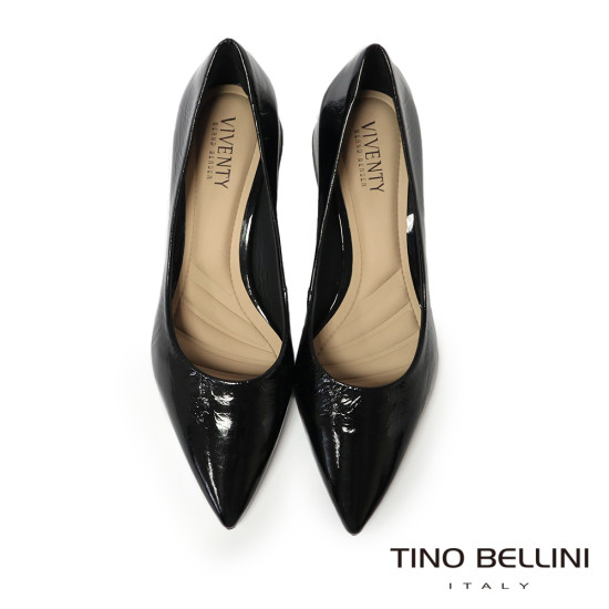 TINO BELLINI 貝里尼 巴西進口 真皮 尖頭 粗跟 包鞋 FSCV011A-1(黑色)