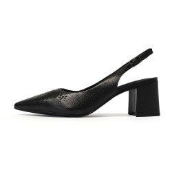 TINO BELLINI 貝里尼 巴西進口 激光雕花尖頭露跟鞋 FW2T003-1(黑色)