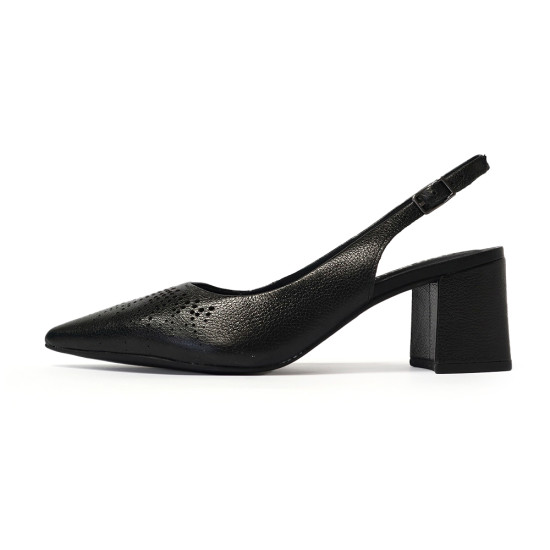 TINO BELLINI 貝里尼 巴西進口 激光雕花尖頭露跟鞋 FW2T003-1(黑色)