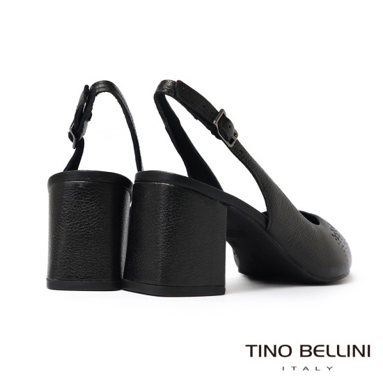 TINO BELLINI 貝里尼 巴西進口 激光雕花尖頭露跟鞋 FW2T003-1(黑色)
