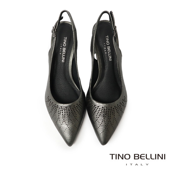 TINO BELLINI 貝里尼 巴西進口 激光雕花尖頭露跟鞋 FW2T003-E(灰色)