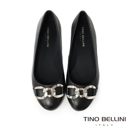 TINO BELLINI 貝里尼 巴西進口 平底小香風娃娃鞋FWBT039-1(黑色)