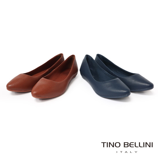 TINO BELLINI 貝里尼 巴西進口 低調 舒適 真皮 平底鞋 FWBV038-4(藍色)