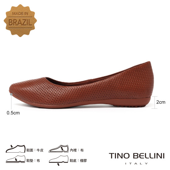 TINO BELLINI 貝里尼 巴西進口 低調 舒適 真皮 平底鞋 FWBV038-9(駝色)