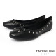 TINO BELLINI 貝里尼 巴西進口 蝴蝶 鉚釘 真皮 平底 娃娃鞋 FWBV040-1(黑色)