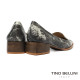 TINO BELLINI 貝里尼 巴西進口 蛇皮紋方頭低跟包鞋FWCT039-E(灰色)