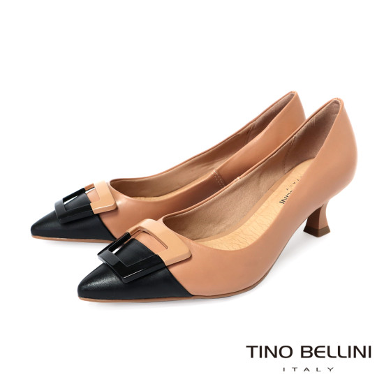 TINO BELLINI 貝里尼 巴西進口 高雅蝴蝶低跟包鞋FWCT041-9(駝色)