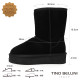 【TINO BELLINI 貝里尼】經典造型 百搭 素面 厚底 中筒 羊毛 雪靴FWLT001-1(黑色)