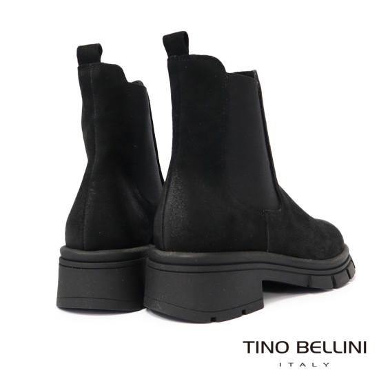 TINO BELLINI 貝里尼 麂皮 拼接彈性 切爾西 短筒靴 FWMV018-1(黑色) 