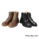TINO BELLINI 貝里尼 真皮綁帶毛絨極保暖雪靴FWMV019-1(黑色)