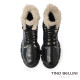 TINO BELLINI 貝里尼 真皮綁帶毛絨極保暖雪靴FWMV019-1(黑色)