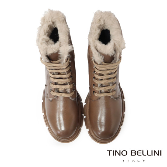 TINO BELLINI 貝里尼 真皮綁帶毛絨極保暖雪靴FWMV019-6(咖色)