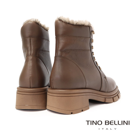 TINO BELLINI 貝里尼 真皮綁帶毛絨極保暖雪靴FWMV019-6(咖色)