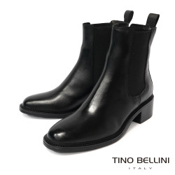 TINO BELLINI 貝里尼 歐洲進口 MJUS 都會雅痞 真皮低跟切爾西短靴FWNM012A-1(黑色)