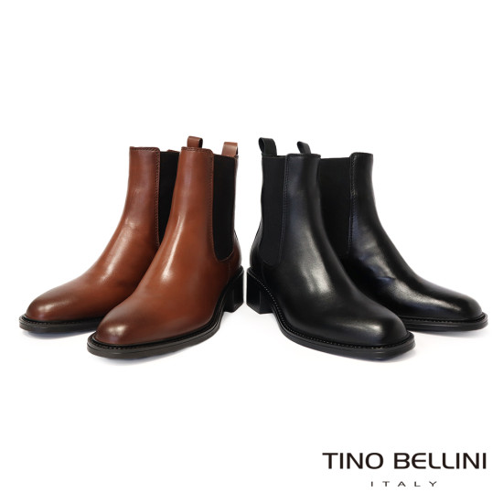 TINO BELLINI 貝里尼 歐洲進口 MJUS 都會雅痞 真皮低跟切爾西短靴FWNM012-9(駝色)