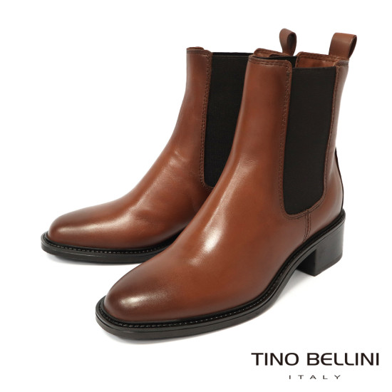 TINO BELLINI 貝里尼 歐洲進口 MJUS 都會雅痞 真皮低跟切爾西短靴FWNM012-9(駝色)