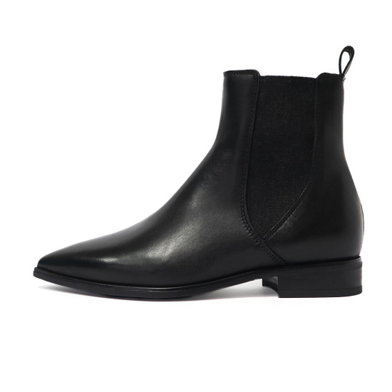 TINO BELLINI 貝里尼 歐洲進口 MJUS 尖頭真皮切爾西短靴FWNM014-1(黑色)