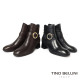 TINO BELLINI 貝里尼 金屬 圓形飾扣 潮流拼接 短靴 FWNT045-1(黑色)