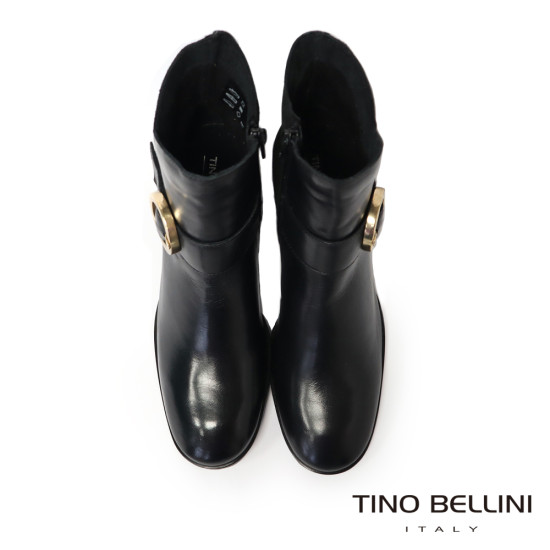 TINO BELLINI 貝里尼 金屬 圓形飾扣 潮流拼接 短靴 FWNT045-1(黑色)
