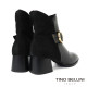 TINO BELLINI 貝里尼 金屬 圓形飾扣 潮流拼接 短靴 FWNT045-1(黑色)