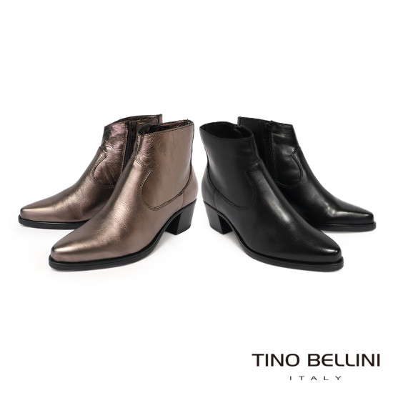 TINO BELLINI 貝里尼 素面真皮尖頭短靴FWNV027-E(灰咖色)