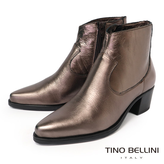 TINO BELLINI 貝里尼 素面真皮尖頭短靴FWNV027-E(灰咖色)