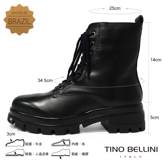 【TINO BELLINI 貝里尼】沉穩帶俏 真皮 中靴 FWNV030-1(黑色)