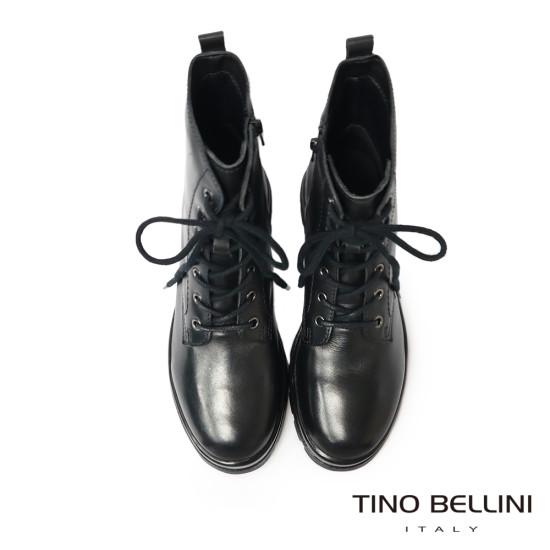 【TINO BELLINI 貝里尼】沉穩帶俏 真皮 中靴 FWNV030-1(黑色)