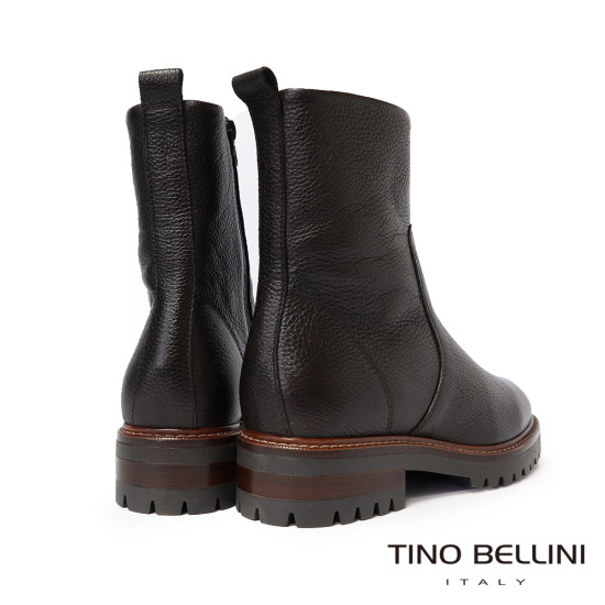 TINO BELLINI 貝里尼 真皮壓紋平底中統靴FWST004-6(咖啡色)