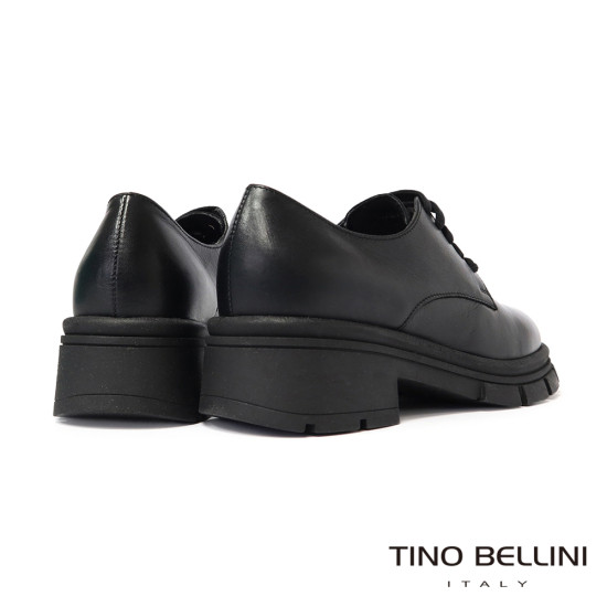 TINO BELLINI 貝里尼 厚底 牛津 增高 圓頭 系帶 素面 德比鞋 FYCT032-1(黑色)